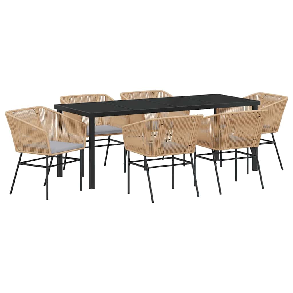 Garden Dining Set 7 pcs Brown Powder-Coated Steel