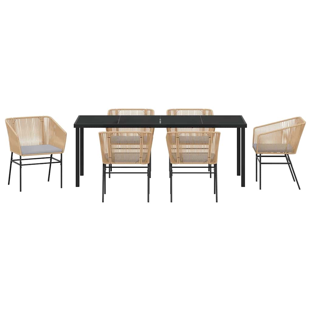 Garden Dining Set 7 pcs Brown Powder-Coated Steel