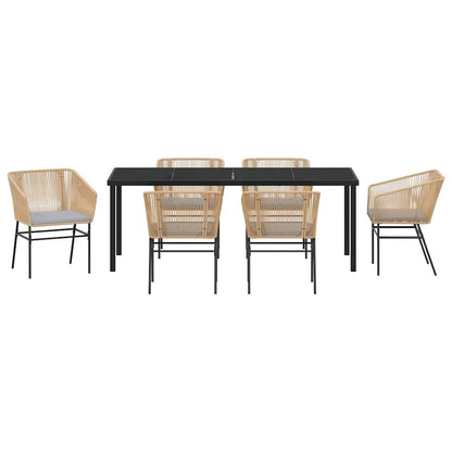 Garden Dining Set 7 pcs Brown Powder-Coated Steel