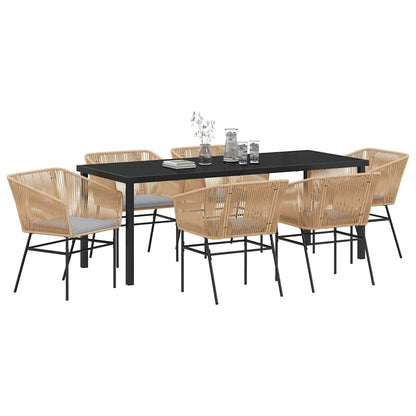 Garden Dining Set 7 pcs Brown Powder-Coated Steel