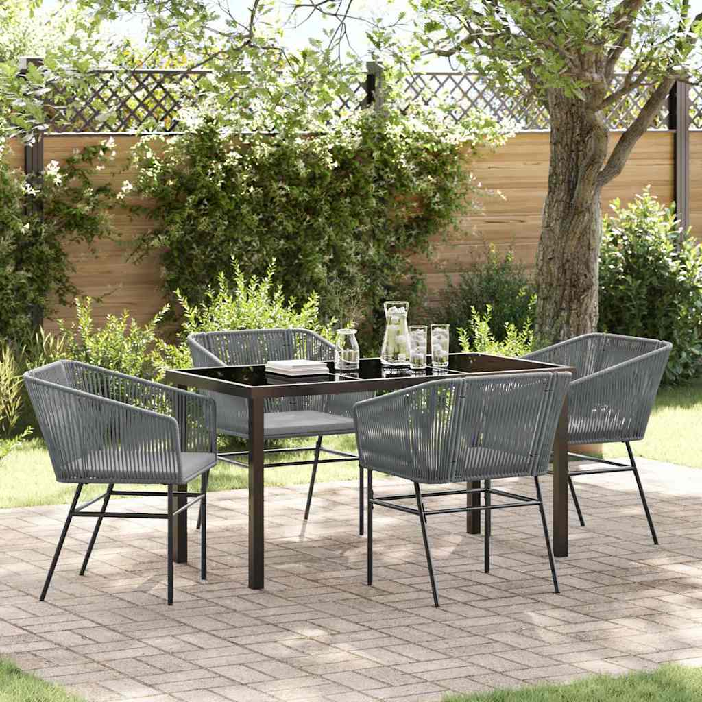 Garden Dining Set 5 pcs Grey Powder-Coated Steel