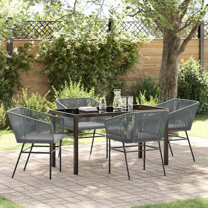 Garden Dining Set 5 pcs Grey Powder-Coated Steel