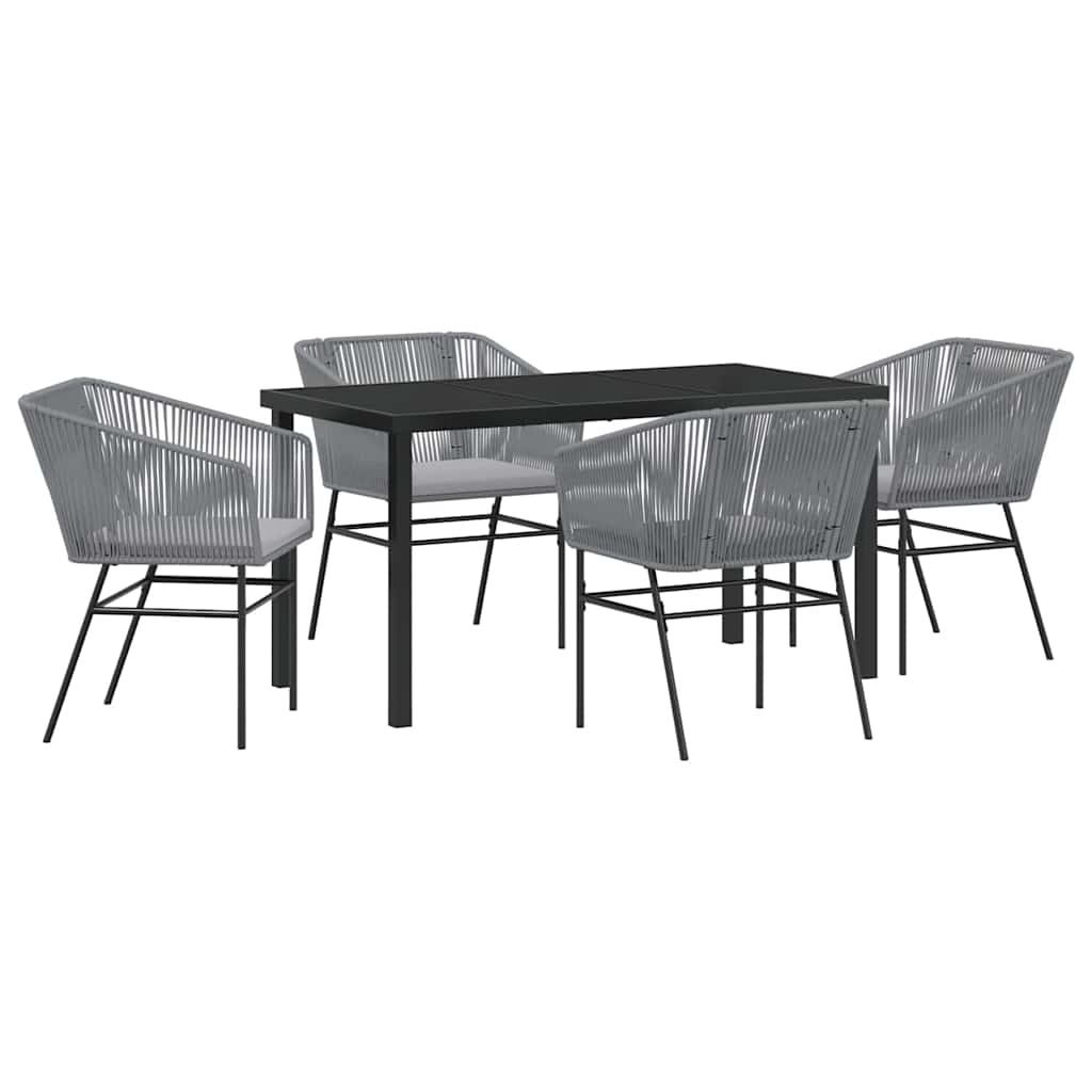 Garden Dining Set 5 pcs Grey Powder-Coated Steel