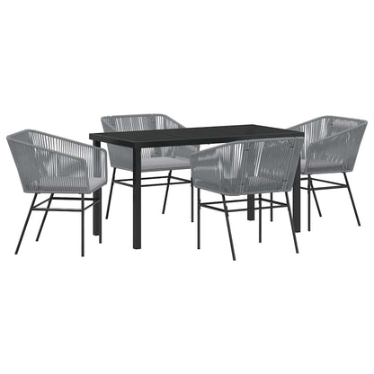 Garden Dining Set 5 pcs Grey Powder-Coated Steel
