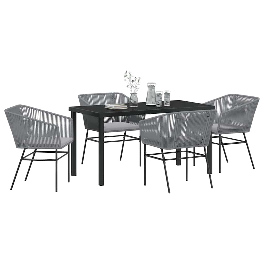 Garden Dining Set 5 pcs Grey Powder-Coated Steel