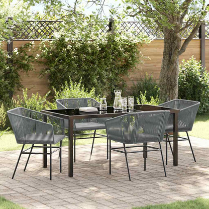 Garden Dining Set 5 pcs Grey Powder-Coated Steel