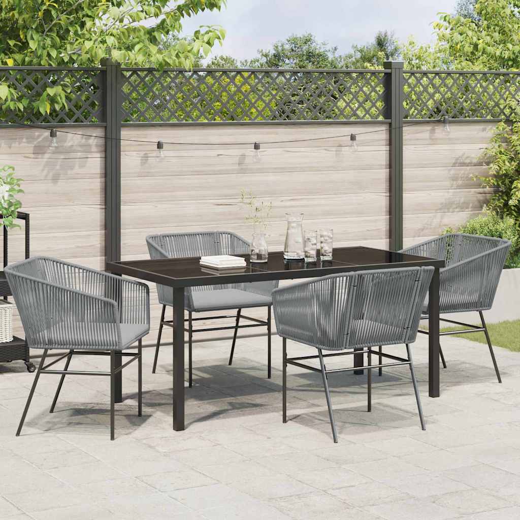 Garden Dining Set 5 pcs Grey Powder-Coated Steel