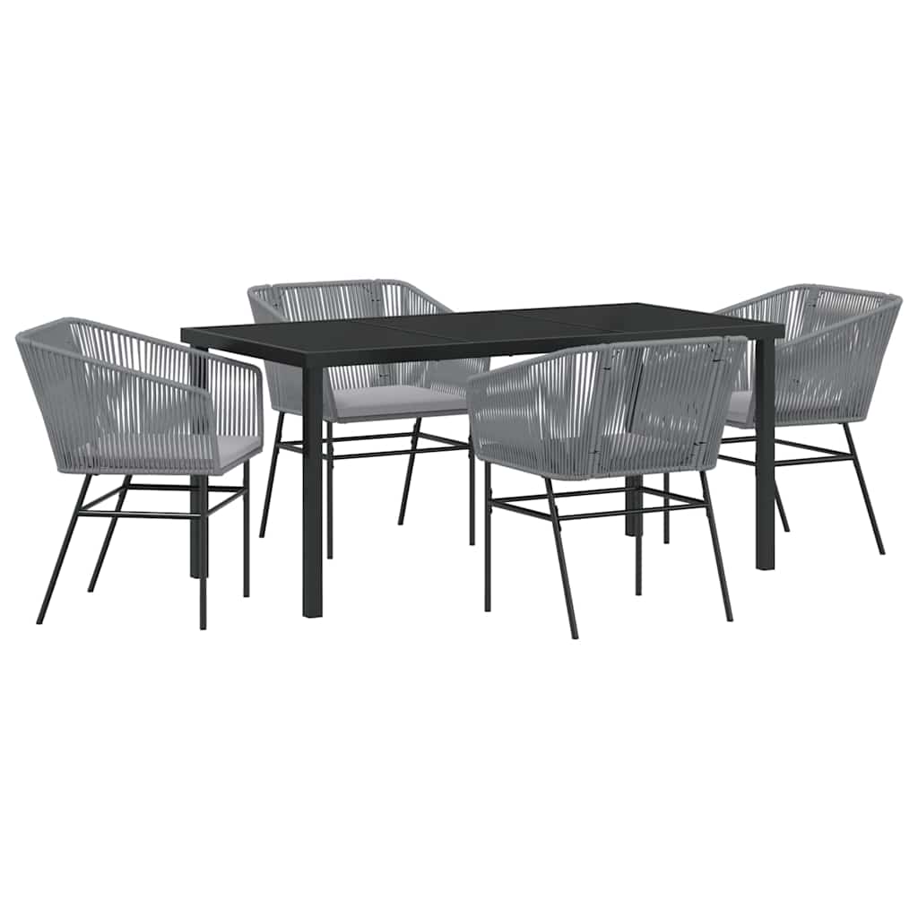 Garden Dining Set 5 pcs Grey Powder-Coated Steel