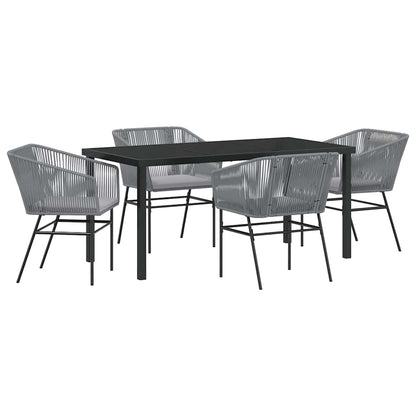 Garden Dining Set 5 pcs Grey Powder-Coated Steel