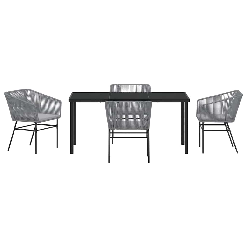Garden Dining Set 5 pcs Grey Powder-Coated Steel