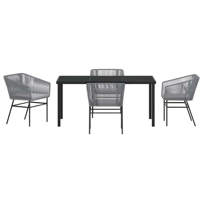 Garden Dining Set 5 pcs Grey Powder-Coated Steel