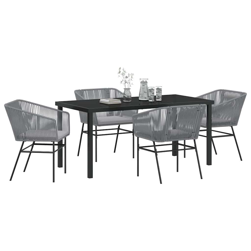 Garden Dining Set 5 pcs Grey Powder-Coated Steel