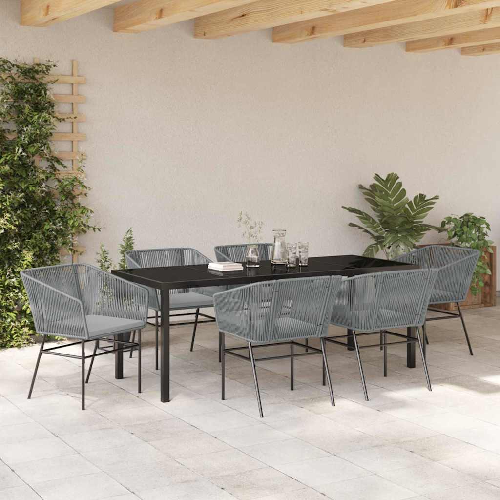 Garden Dining Set 7 pcs Grey Powder-Coated Steel