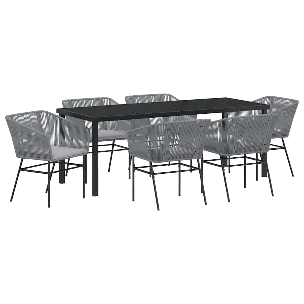 Garden Dining Set 7 pcs Grey Powder-Coated Steel