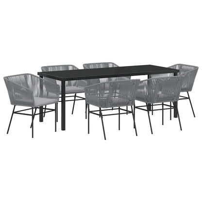 Garden Dining Set 7 pcs Grey Powder-Coated Steel