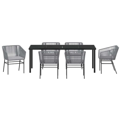 Garden Dining Set 7 pcs Grey Powder-Coated Steel