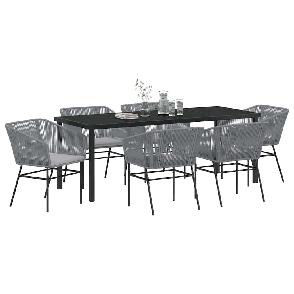 Garden Dining Set 7 pcs Grey Powder-Coated Steel