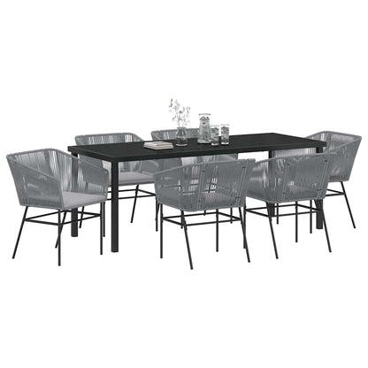 Garden Dining Set 7 pcs Grey Powder-Coated Steel