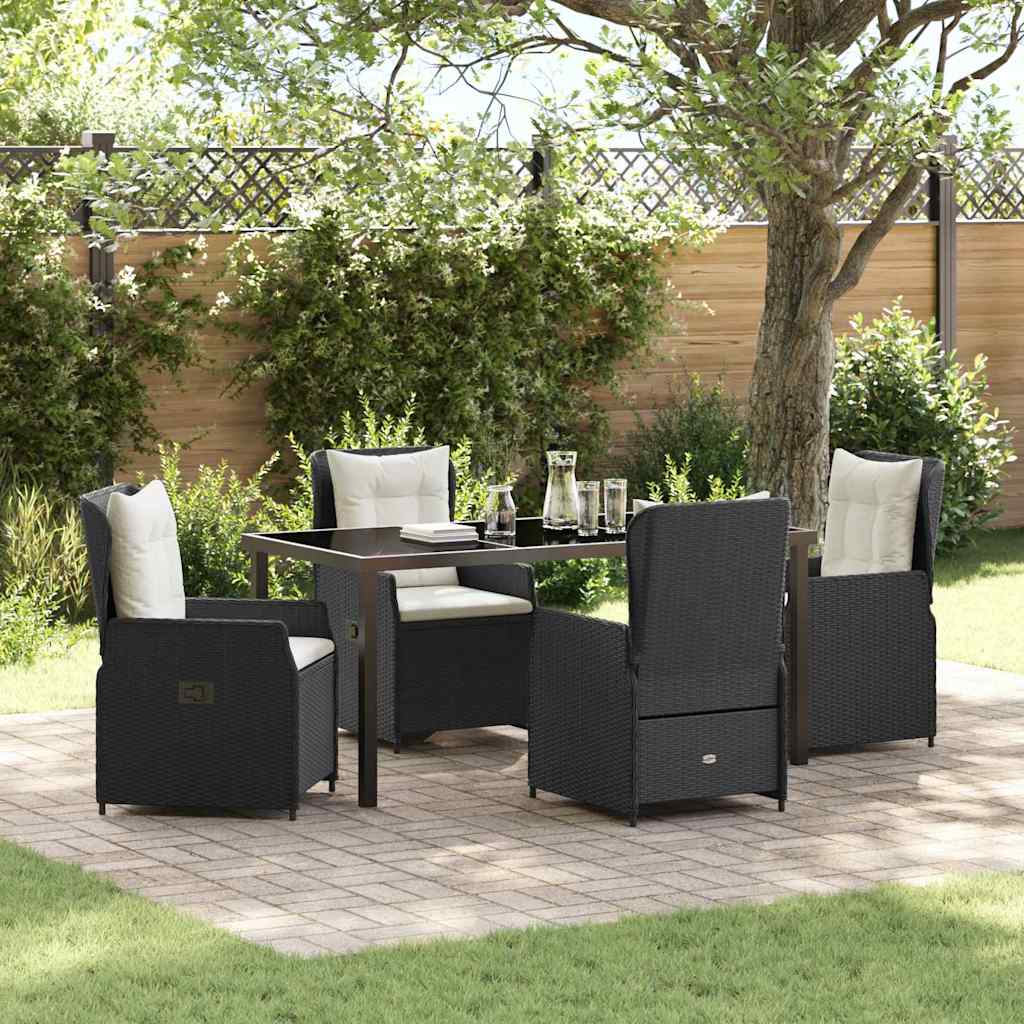 Garden Dining Set 5 pcs Black Poly Rattan