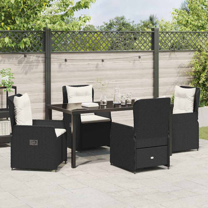 Garden Dining Set 5 pcs Black Poly Rattan