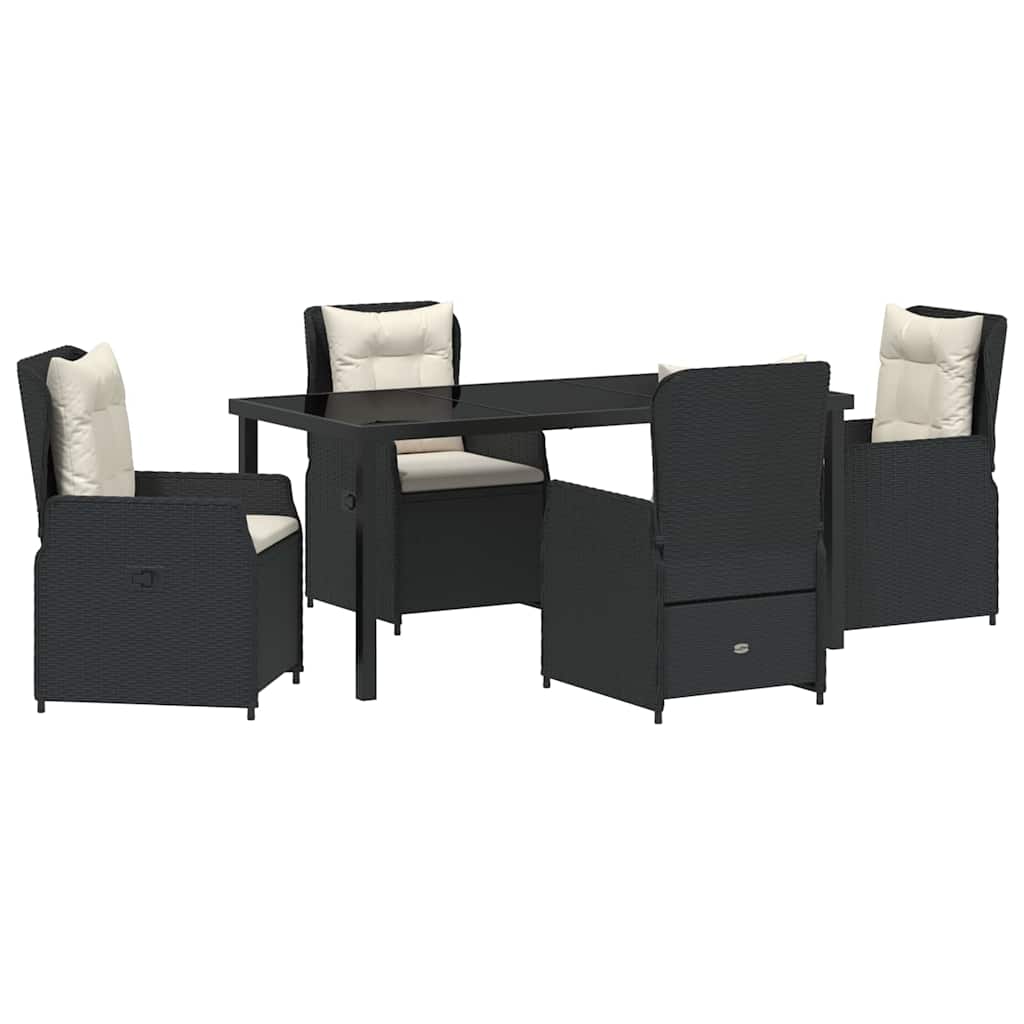 Garden Dining Set 5 pcs Black Poly Rattan