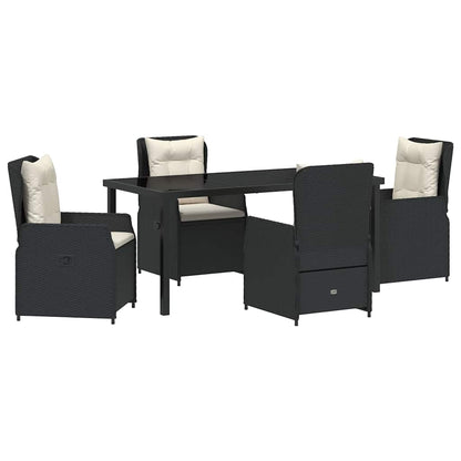 Garden Dining Set 5 pcs Black Poly Rattan
