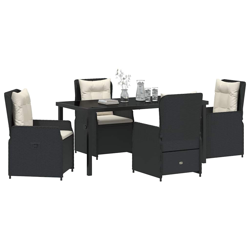 Garden Dining Set 5 pcs Black Poly Rattan