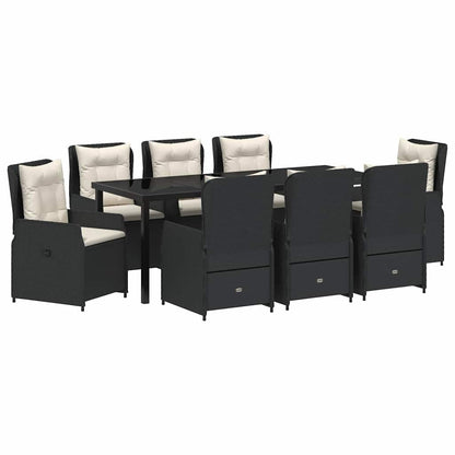 Garden Dining Set 9 pcs Black Poly Rattan
