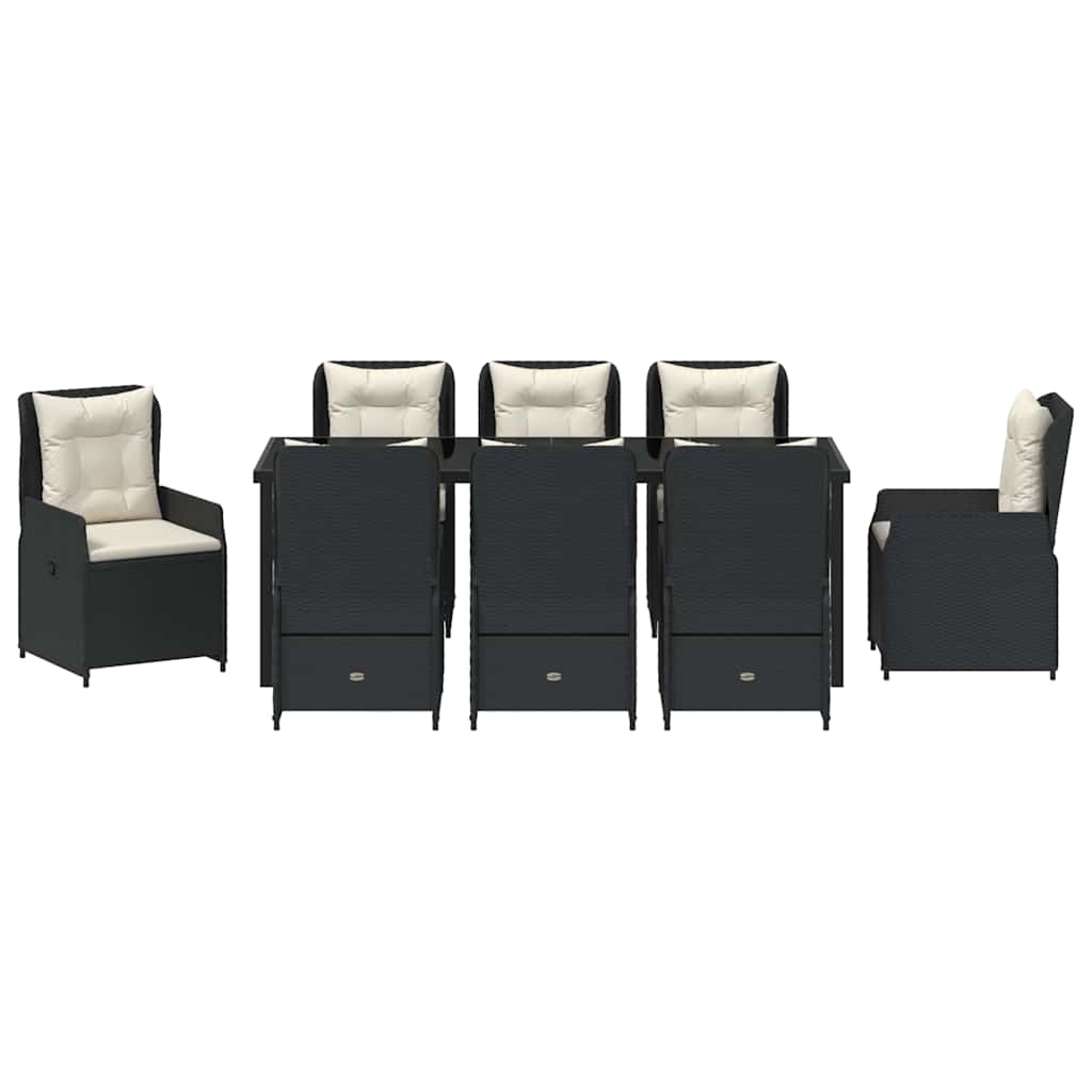 Garden Dining Set 9 pcs Black Poly Rattan
