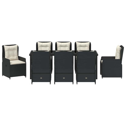 Garden Dining Set 9 pcs Black Poly Rattan