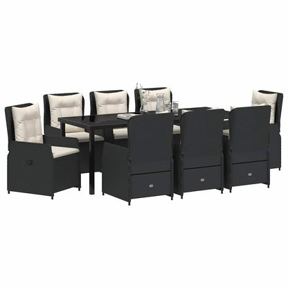 Garden Dining Set 9 pcs Black Poly Rattan