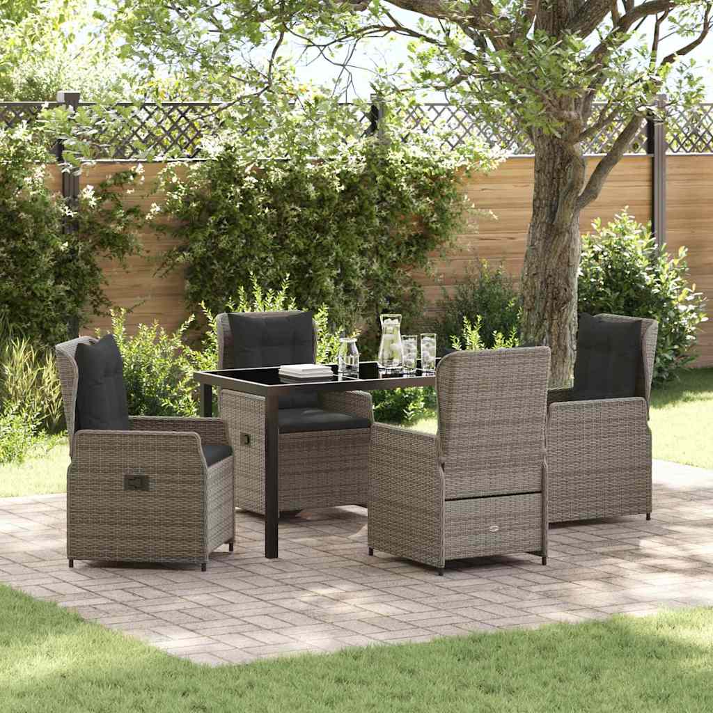 Garden Dining Set 5 pcs Grey Poly Rattan