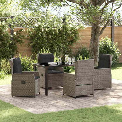 Garden Dining Set 5 pcs Grey Poly Rattan