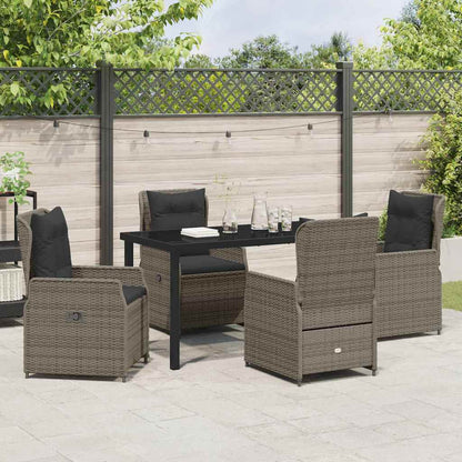 Garden Dining Set 5 pcs Grey Poly Rattan
