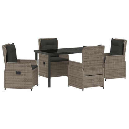 Garden Dining Set 5 pcs Grey Poly Rattan
