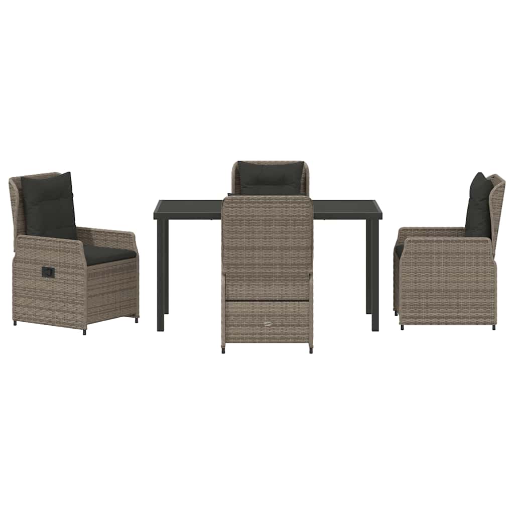 Garden Dining Set 5 pcs Grey Poly Rattan