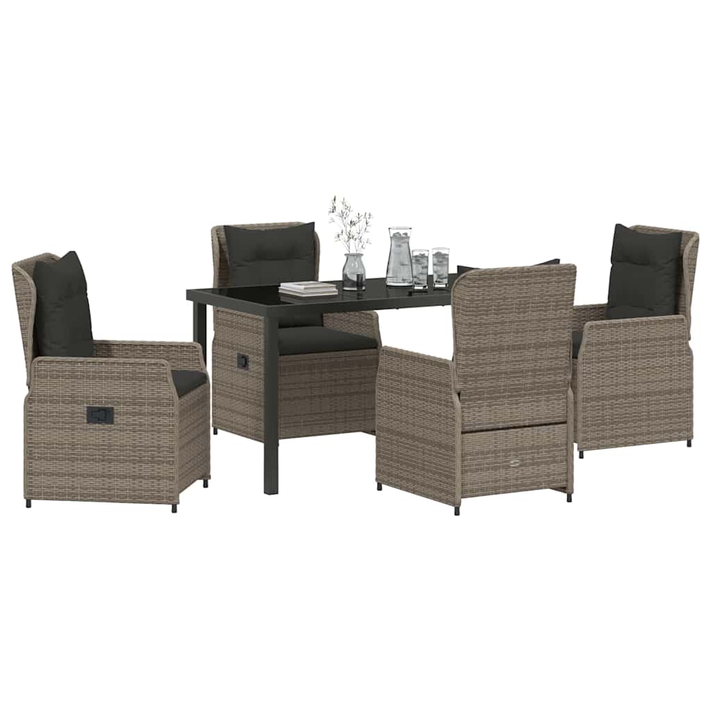 Garden Dining Set 5 pcs Grey Poly Rattan