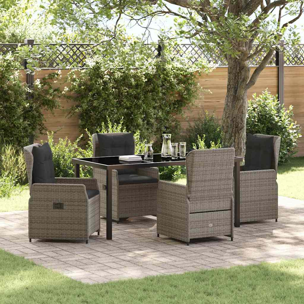 Garden Dining Set 5 pcs Grey Poly Rattan
