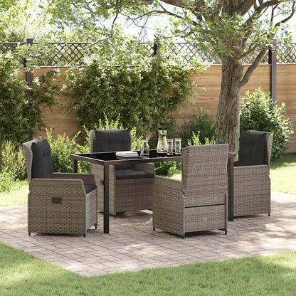 Garden Dining Set 5 pcs Grey Poly Rattan