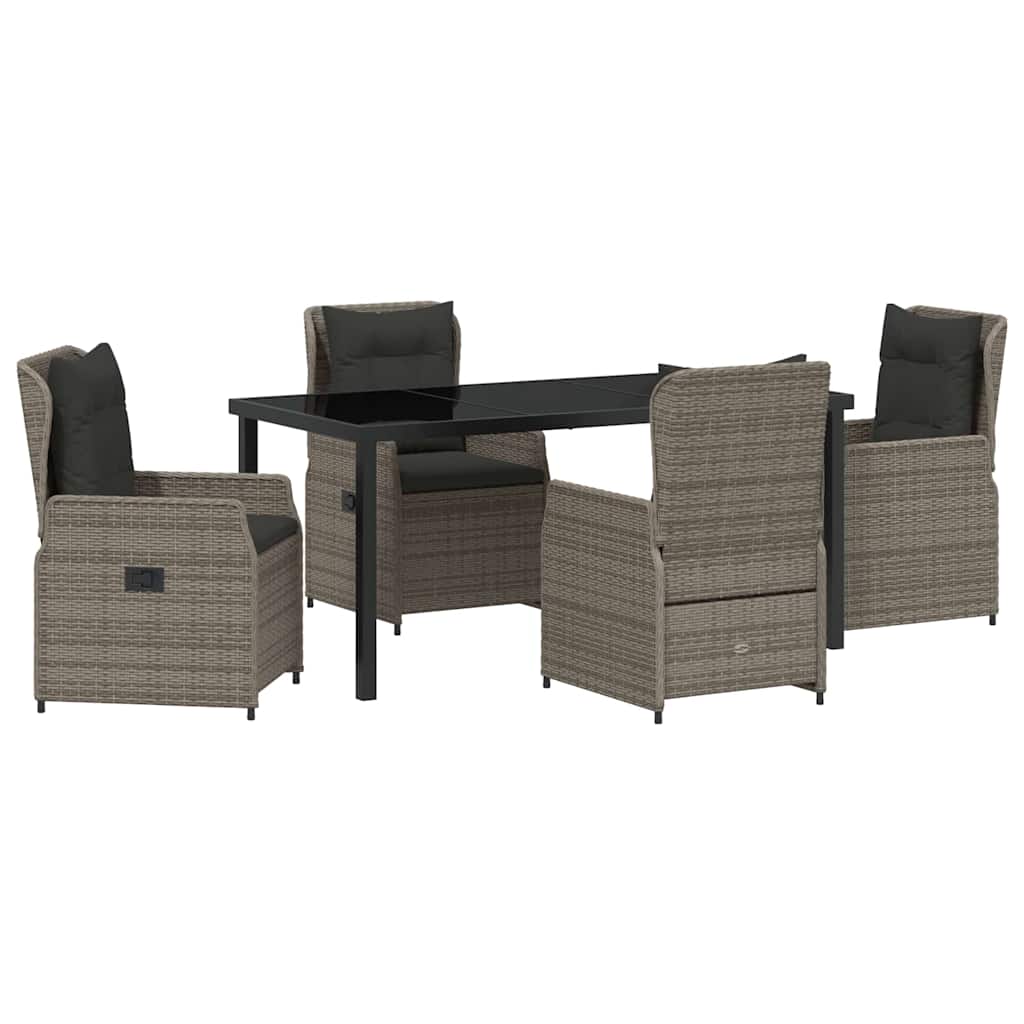 Garden Dining Set 5 pcs Grey Poly Rattan