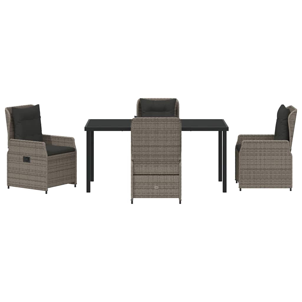 Garden Dining Set 5 pcs Grey Poly Rattan