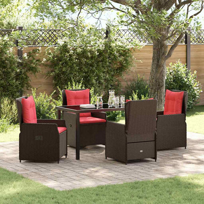 Garden Dining Set 5 pcs Brown Poly rattan