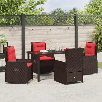 Garden Dining Set 5 pcs Brown Poly rattan