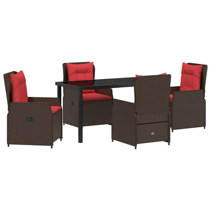 Garden Dining Set 5 pcs Brown Poly rattan