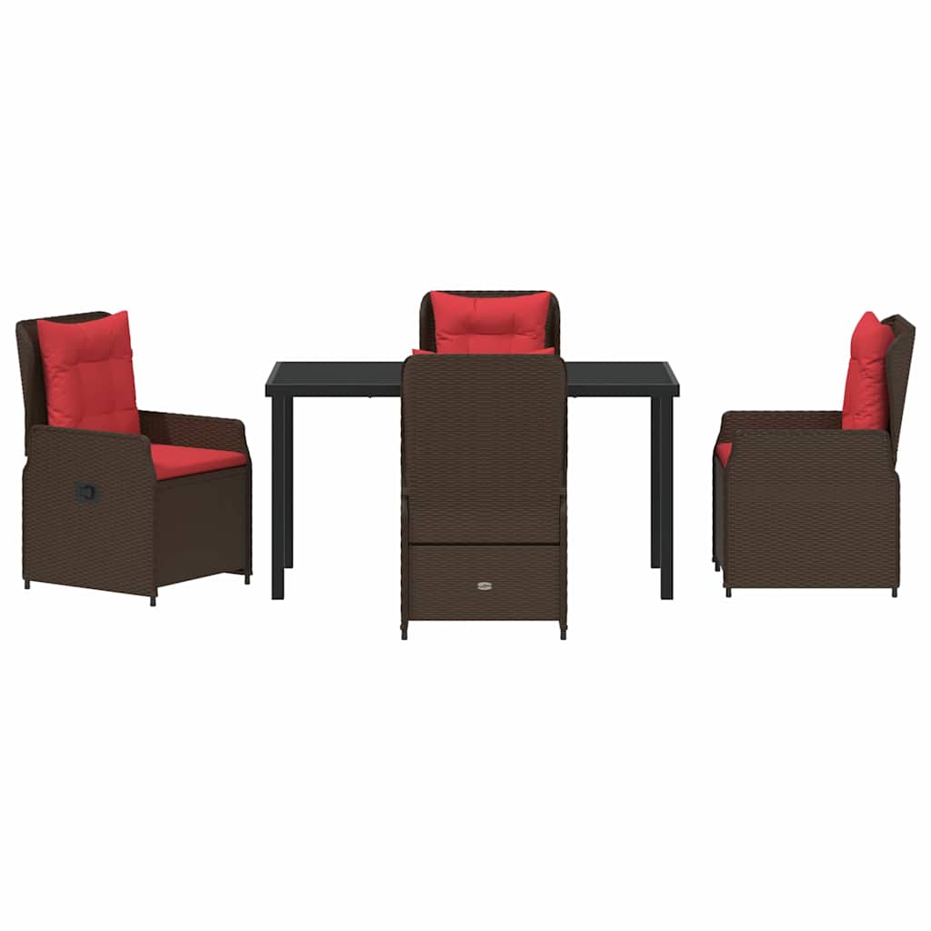 Garden Dining Set 5 pcs Brown Poly rattan