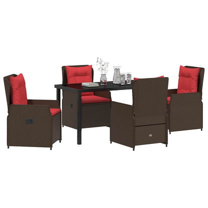 Garden Dining Set 5 pcs Brown Poly rattan