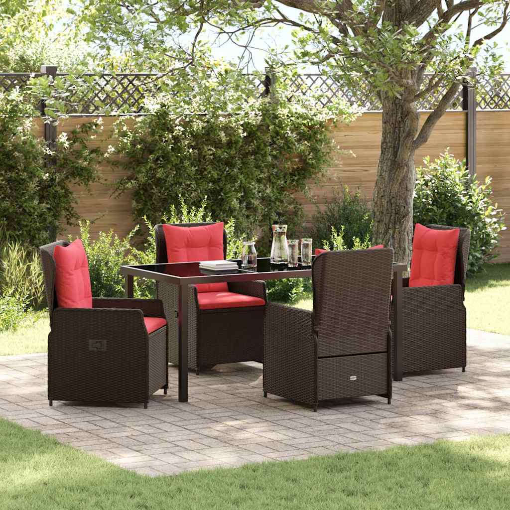 Garden Dining Set 5 pcs Brown Poly rattan