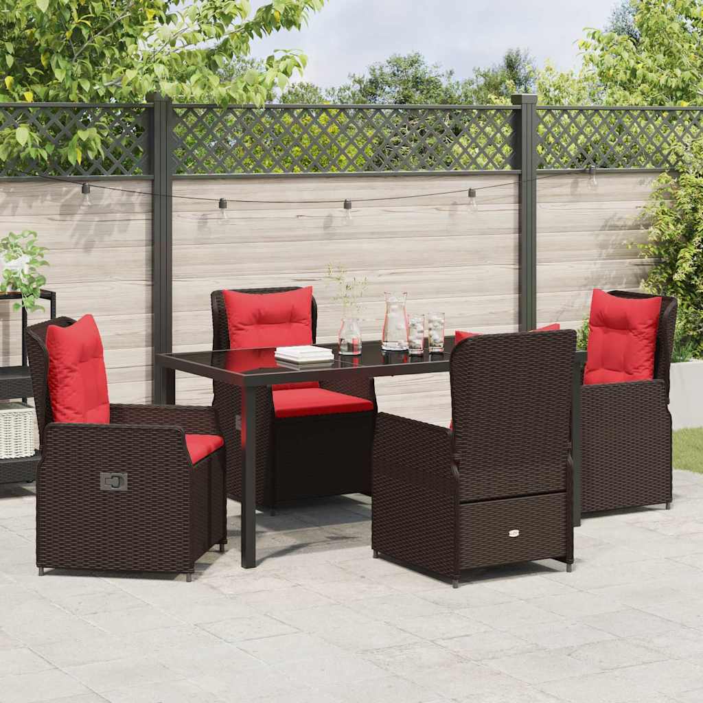Garden Dining Set 5 pcs Brown Poly rattan