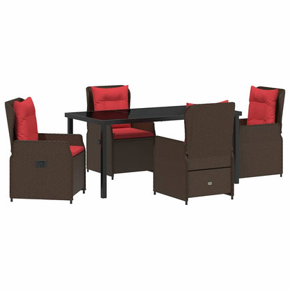Garden Dining Set 5 pcs Brown Poly rattan