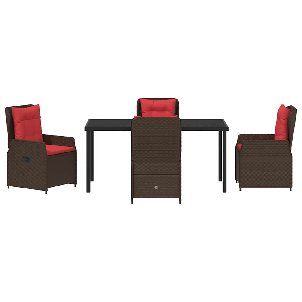 Garden Dining Set 5 pcs Brown Poly rattan